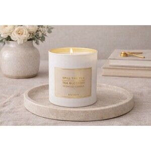 “Spill The Tea” | Tea Blossom Scented Candle | 8oz Frosted Glass| Gift Ready